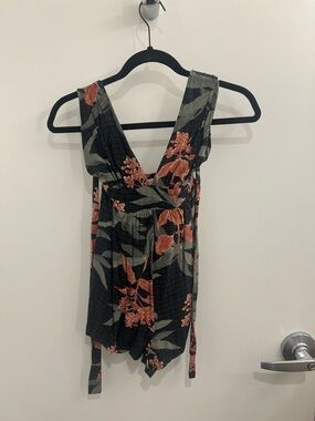 O'Neill Black Floral Halter Romper